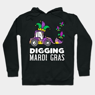 Kids Digging Mardi Gras Bulldozer Truck Cute Boys Kids Hoodie